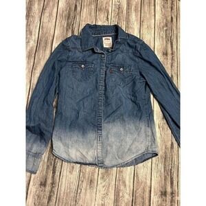 Girls Levis long sleeve Blue button up shirt size medium‎